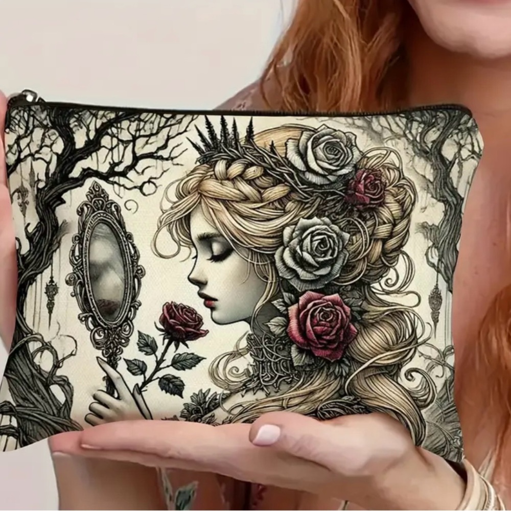 Gothic Rose Print Pouch
